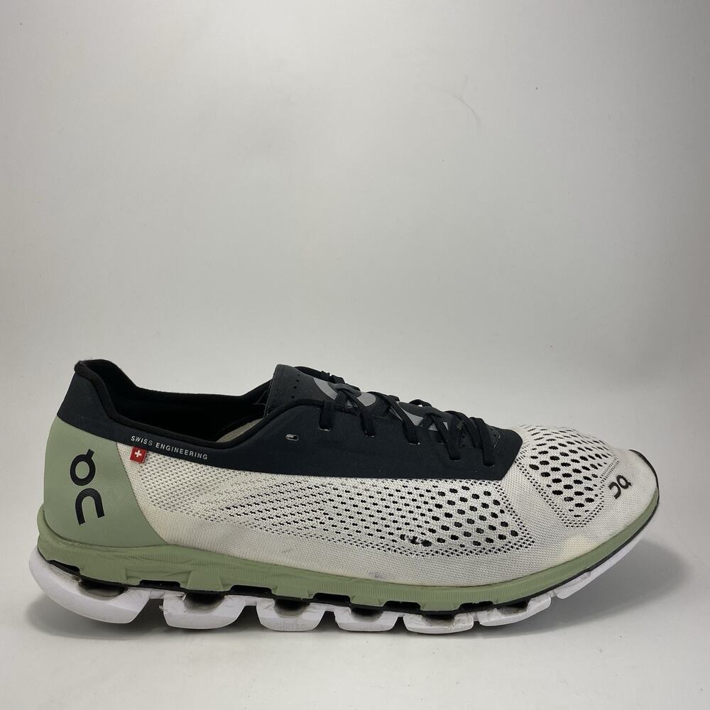 On Cloudboom Running Shoes Mens Size 11.5 White Black Sage Athletic Sneakers
